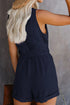 Button V Neck Romper With Belt